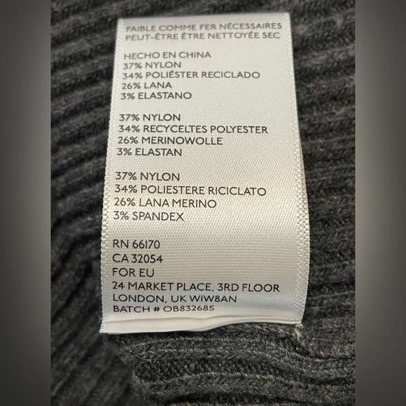 Ettiwa by Anthropologie Ribbed Gray Merino Wool blend Long knit sweater size XS - Picture 8 of 8